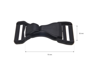 Karabińczyk plastikowy 30 mm + trójkąt (wzm) czarny