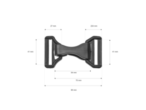 Karabińczyk plastikowy 41 mm + trójkąt (wzm) czarny