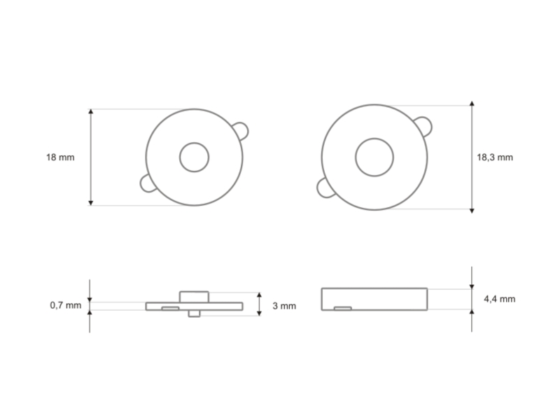 Rundes magnet 18/18 mm nickel 100 st.