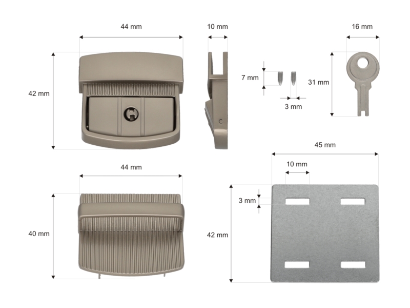 Briefcase lock 43/42 mm 511 maria nickel 10 pcs