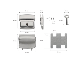 Zamek do teczki metalowy 42/42 mm 150 nikiel