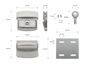 Zamek do teczki metalowy 43/42 mm 511 nikiel
