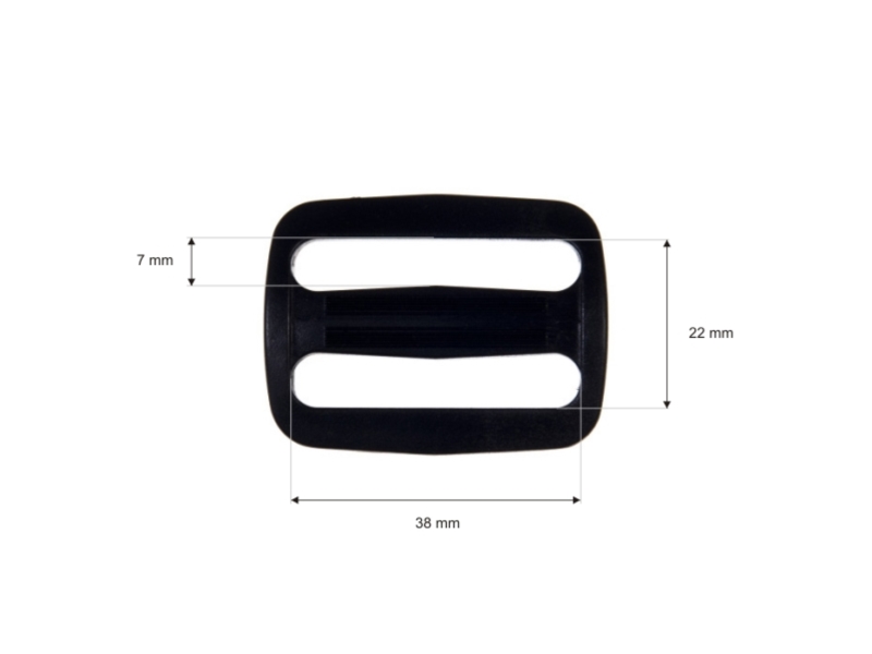 Plastic slide buckle 38/22 mm edmund black 100 pcs