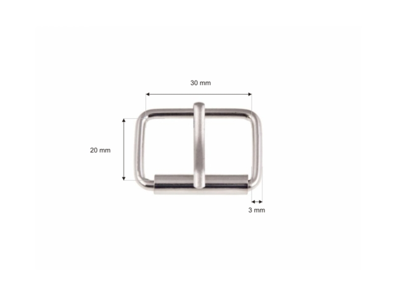 SATTLERSCHNALLE AUS METALL MIT EINEM HAKEN 30/20/3 MM NICKEL DRAHT 100 ST.