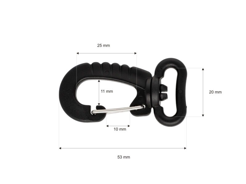 Karabińczyk plastikowy 20 mm obrotowy (0325-1081) Niko czarny