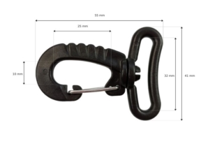 Karabińczyk plastikowy 32 mm x 55 mm obrotowy (0325-1082b) Niko czarny