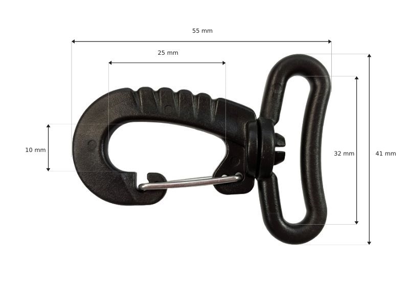 Plastic swivel snap hook 32 x 55 mm niko black 100 pcs
