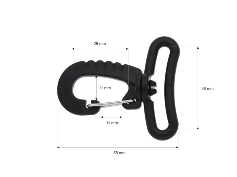 Plastic swivel snap hook 38 mm niko black 100 pcs