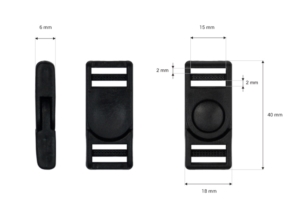 Klamra plastikowa 15x40 mm Luna obrotowa czarna