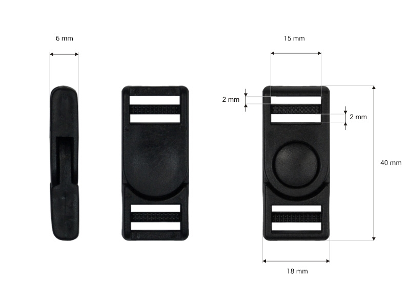 Schnalle aus kunststoff 15 mm luna schwarz 100 st.