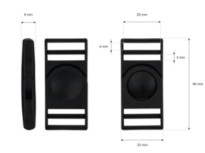 Klamra plastikowa 20x50 mm Luna obrotowa czarna