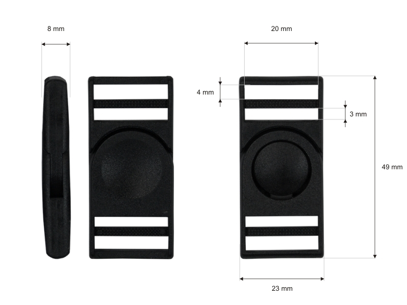 Plastic buckle 20 mm luna black 100 pcs