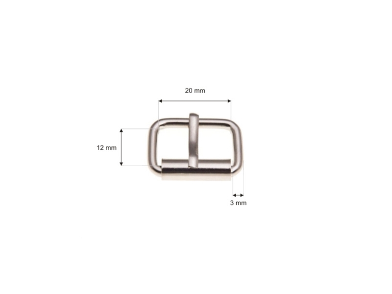 SATTLERSCHNALLE AUS METALL MIT EINEM HAKEN 20/12/3 MM  NICKEL DRAHT 100 ST.