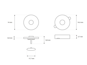 Zapięcie magnetyczne z napą 14/14 mm nikiel