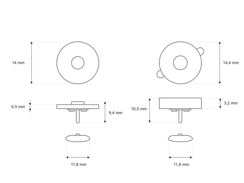 Magnetic button round with double snap fastener 14/14 mm nickel 200 pcs