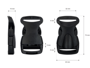 Klamra plastikowa 32x73 mm Odetta czarna