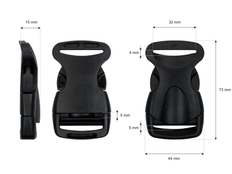 PLASTIC BUCKLE 32 MM ODETTA BLACK 100        PCS