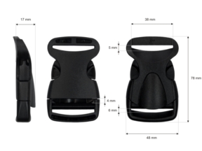 Klamra plastikowa 38x78 mm Odetta czarna