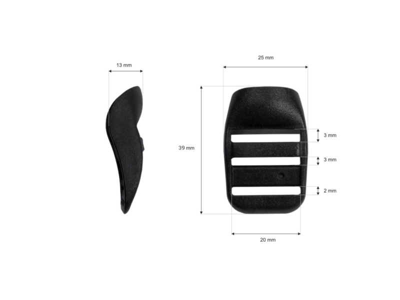 Průvlečná spona 20 mm kira černá 100 ks