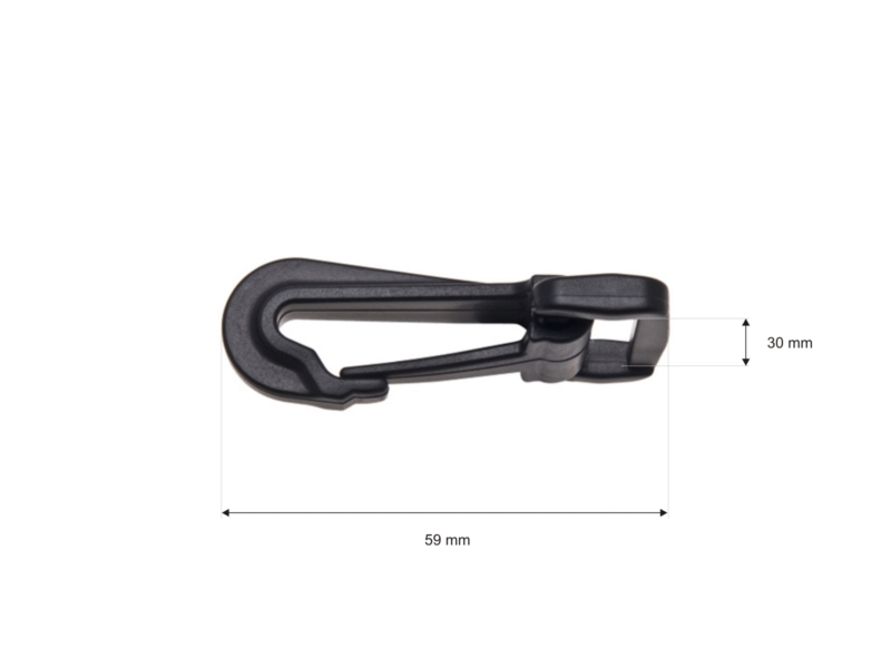 Plastic snap hook 30 mm donald black 100 pcs