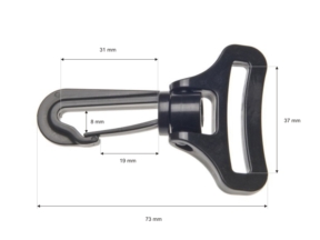 Karabińczyk plastikowy 37 mm obrotowy (bp10) Roch czarny