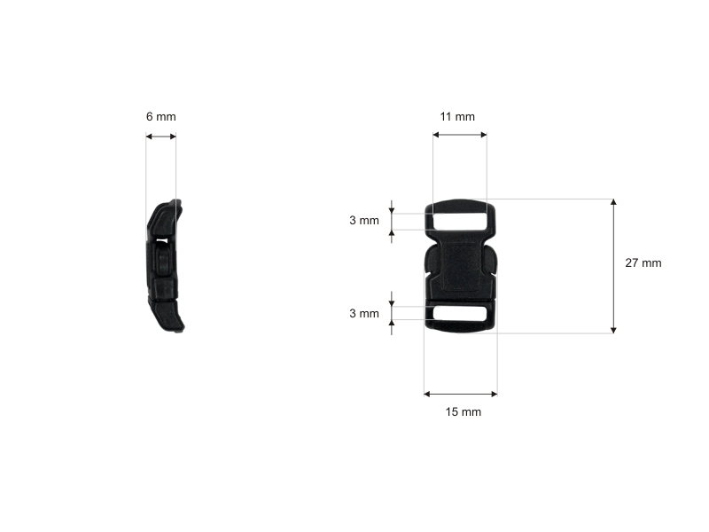 Plastic buckle 10 mm saba black 100 pcs