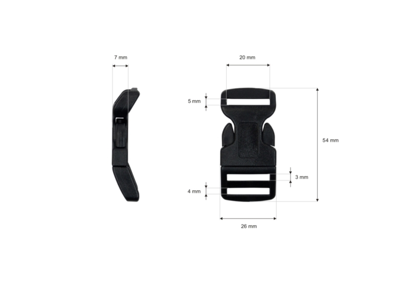 Klamra plastikowa 20x54 mm Saba czarna