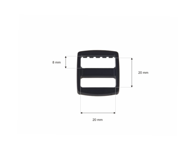 Plastic slide buckle 20/20 mm reks black 100 pcs
