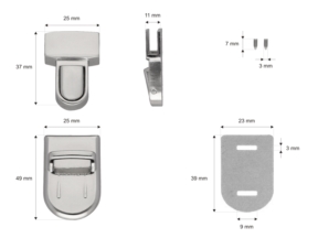 Zamek do teczki metalowy 25/42 mm 079 nikiel
