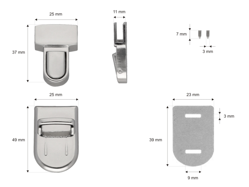Briefcase lock 25/42 mm 079 nickel 22 pcs