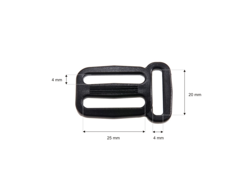 Plastic slide buckle 25/20 mm (0324-8800a) ernest black 100 pcs