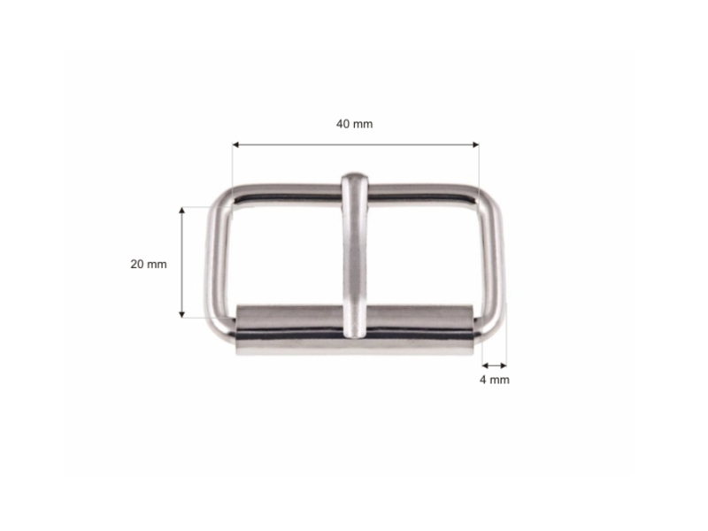 SATTLERSCHNALLE AUS METALL MIT EINEM HAKEN 40/20/4 MM  NICKEL DRAHT 100 ST.