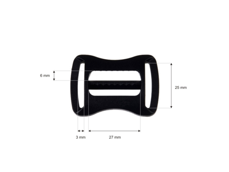 Průvlečná spona 27/25 mm černý 100 ks