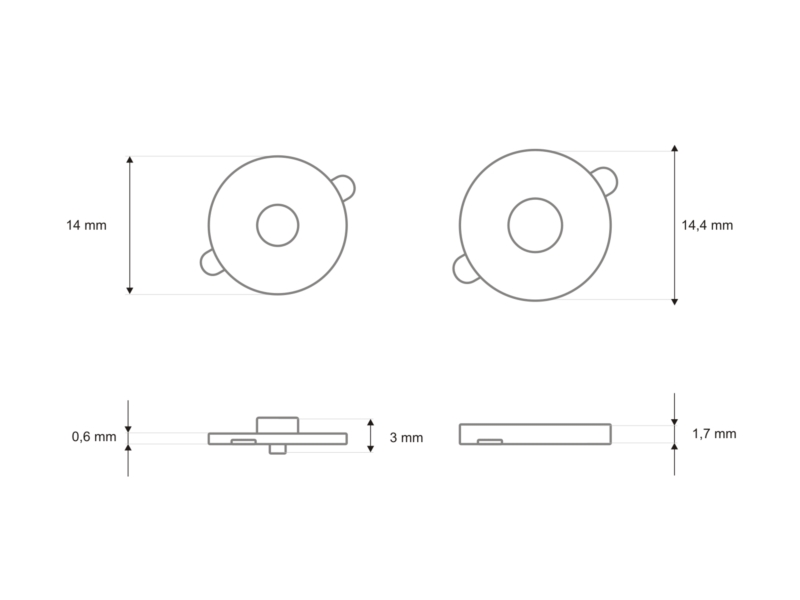 Magnetic button round 14/14 mm nickel 200 pcs
