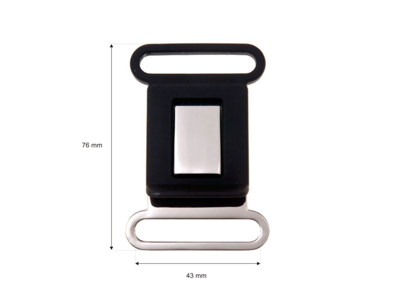Metal buckle 42 mm matt black + satin 1 pcs