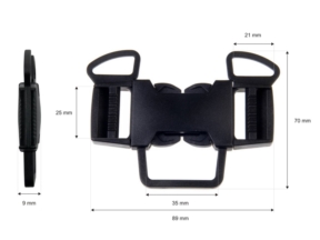 Klamra plastikowa podwójna 26 mm 5-way Tekla 6 czarna