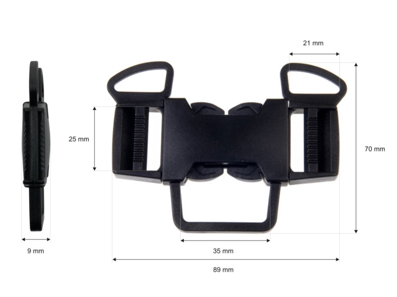 PLASTIC BUCKLE DOUBLE 26 MM 5-WAY TEKLA&nbsp6     BLACK 1   PCS