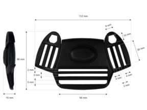 Klamra plastikowa podwójna 26 mm 5-way Tekla 4 czarna