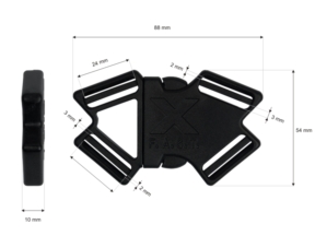 Klamra plastikowa podwójna 26 mm 4-way Tekla 5 czarna