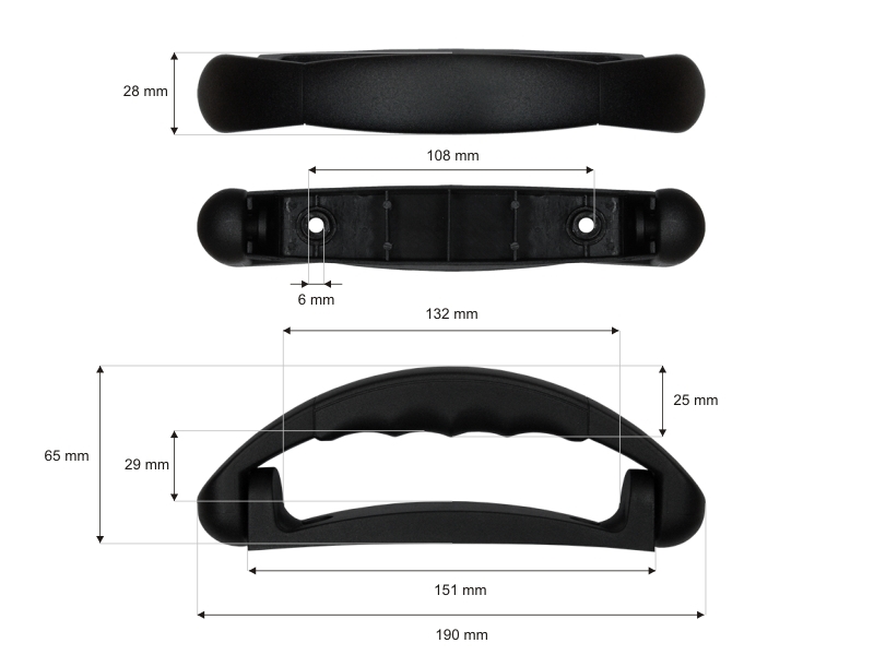 Handgriff aus kunststoff 27/190 mm schwarz 1 st.