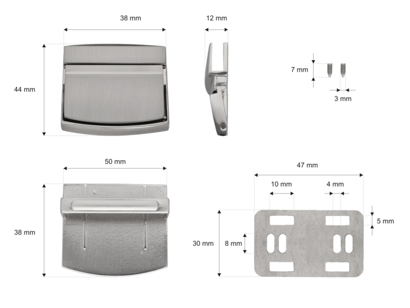 Briefcase lock 50/43 mm 395 nickel 10 pcs