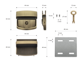 Zamek do teczki metalowy 43/42 mm 511 stare złoto
