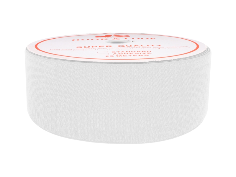 Hook and loop tape  white 501 polyester/nylon hook 25 mb