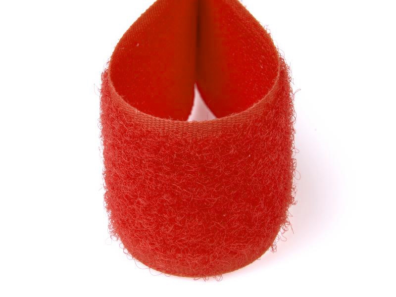Hook and loop tape  red 820 polyester/nylon loop 25 mb