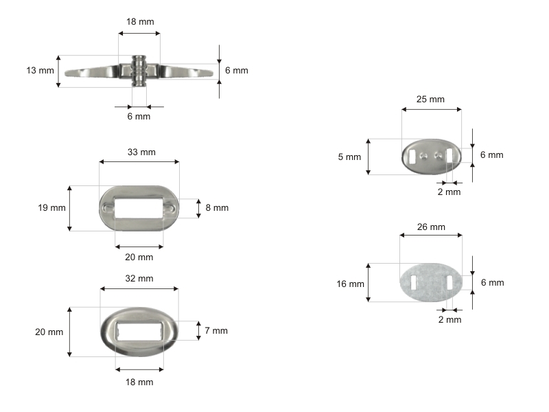 Mappenverschluss aus metall 31/20 mm 051 nickel 20 st.