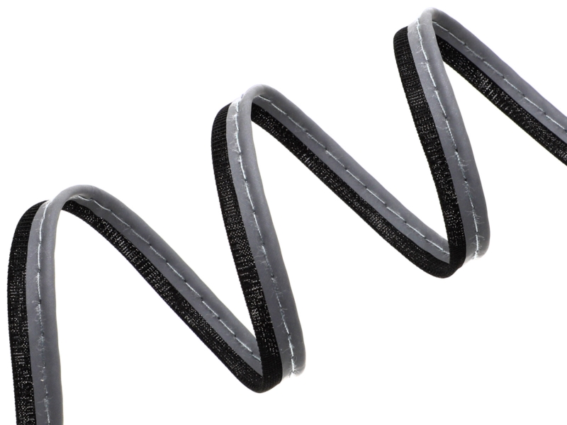 Reflective piping tape silver-black 100 mb