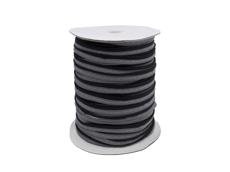 Reflective piping tape silver-black 100 mb
