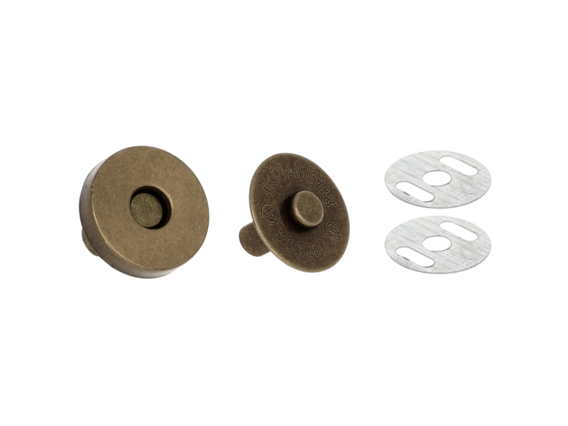 Magnetic button round 18/18 mm old gold 100 pcs