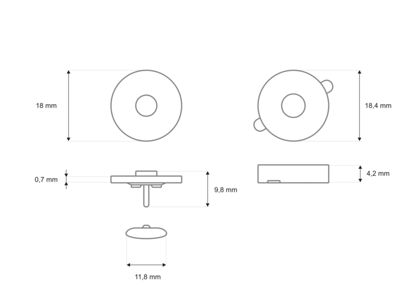 Magnetic button round with snap fastener 18/18 mm old gold 100 pcs