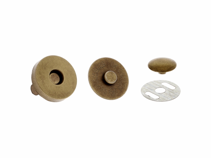 Magnetic button round with snap fastener 18/18 mm old gold 100 pcs